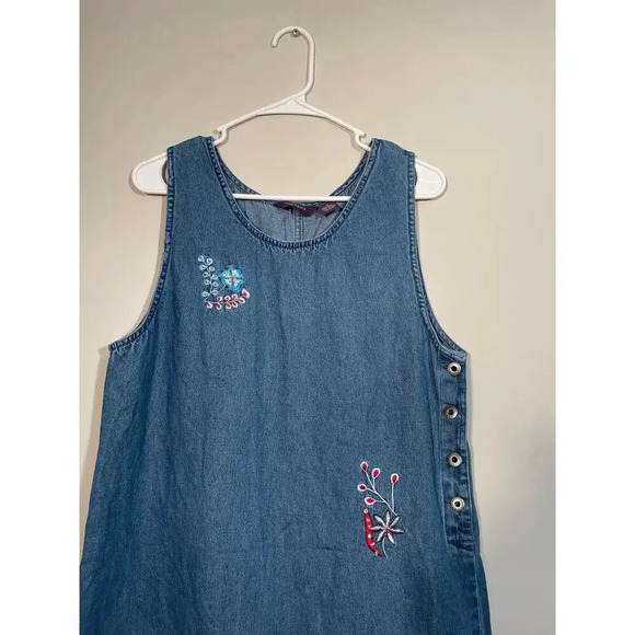 Vintage Agapo Denim Floral Embroidered and Bedazzled Midi/Maxi Dress - Picture 2 of 8